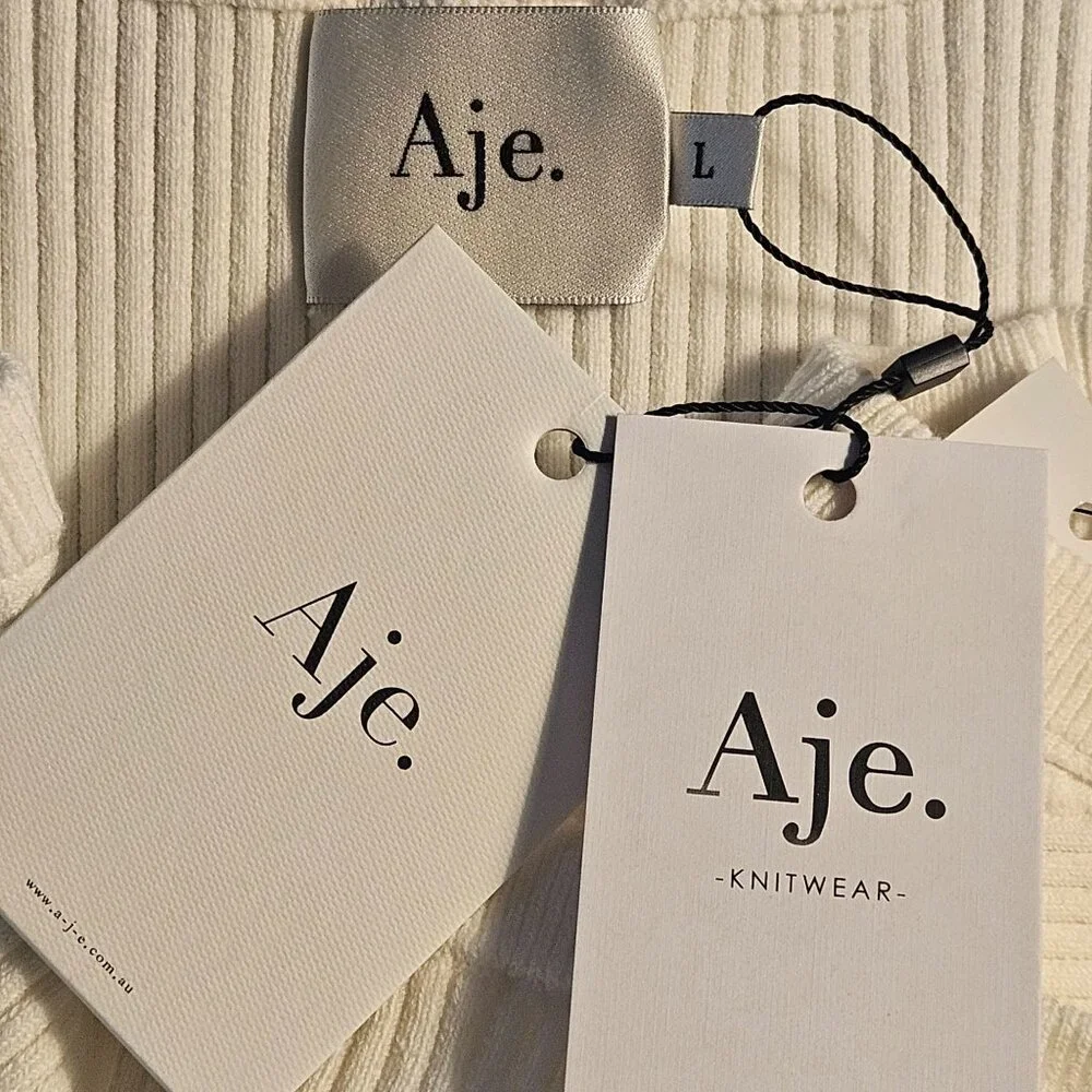 Aje Women’s Ivory L Ribbed Tank Top Minimalist Chic Quiet Luxury Capsule Wardrob - Picture 7 of 14